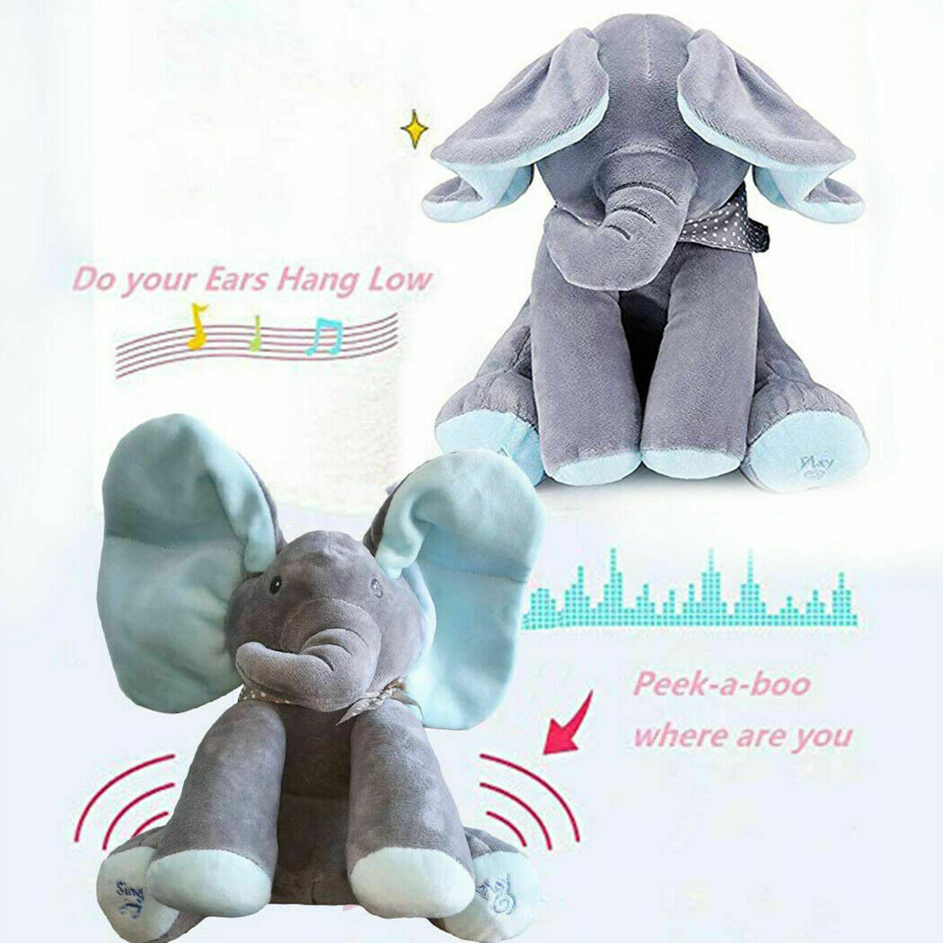 Elephant Toys Will Sing with Music Elephant Cover Eyes Baby Elephant Doll Children Accompanying Toy Plush Toy Peekaboo Elephant